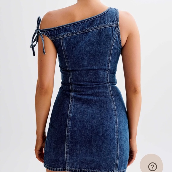 BAKER Off Shoulder Denim Mini Dress - Dark Blue from Meshki - Picture 6 of 6